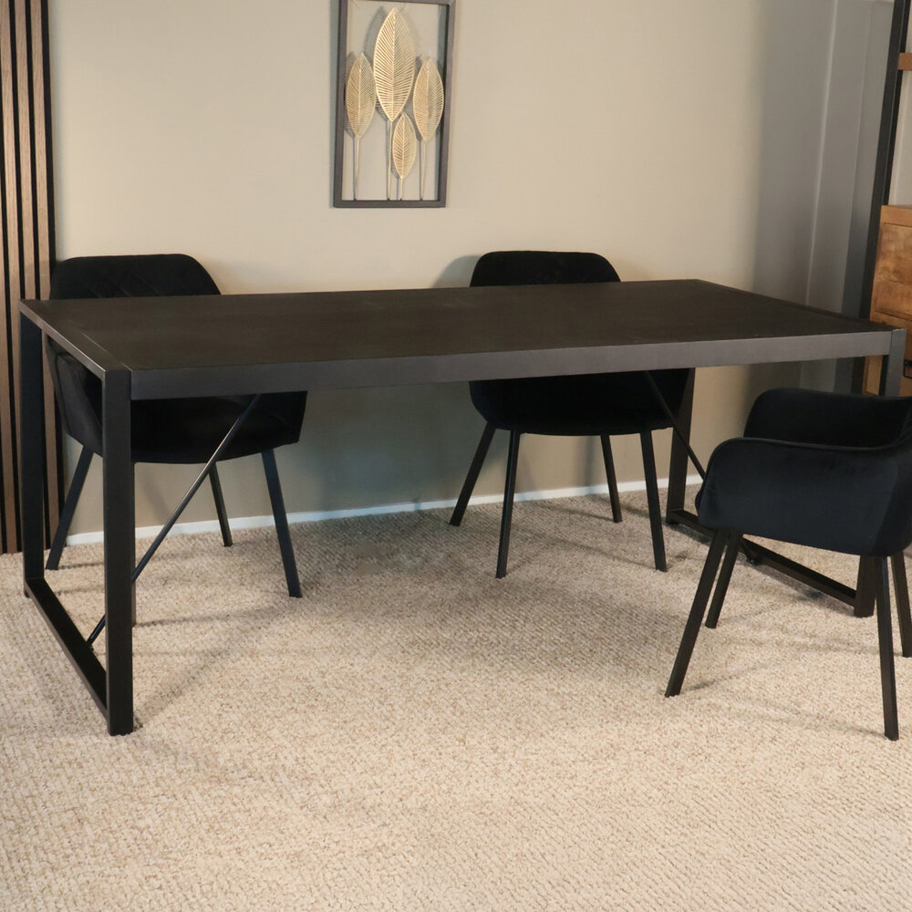 Eettafel Flora rechthoekig 200cm zwart mangohout