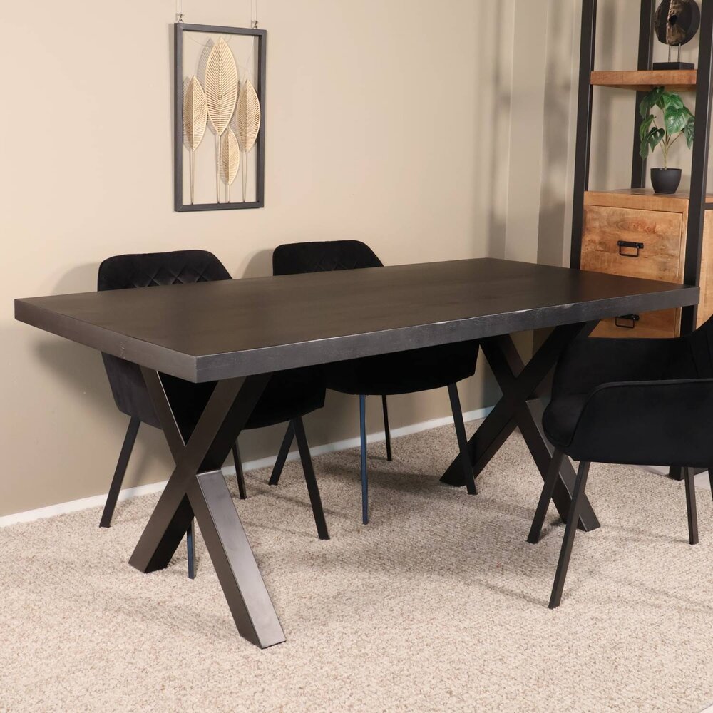 Eettafel Zeno rechthoekig 200cm zwart mangohout Eettafel Zeno rechthoekig 200cm zwart mangohout