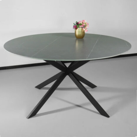 Lizzely Garden & Living Eettafel rond 150cm Jenna marmerlook grijs ronde tafel