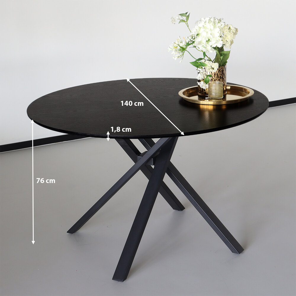 Eettafel rond Ronsi Antoinette zwart 140cm ronde tafel Eettafel rond Ronsi Antoinette zwart 140cm ronde tafel