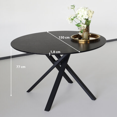 Lizzely Garden & Living Eettafel rond Ronsi Antoinette zwart 150cm ronde tafel Lizzely Garden & Living Eettafel rond Ronsi Antoinette zwart 150cm ronde tafel