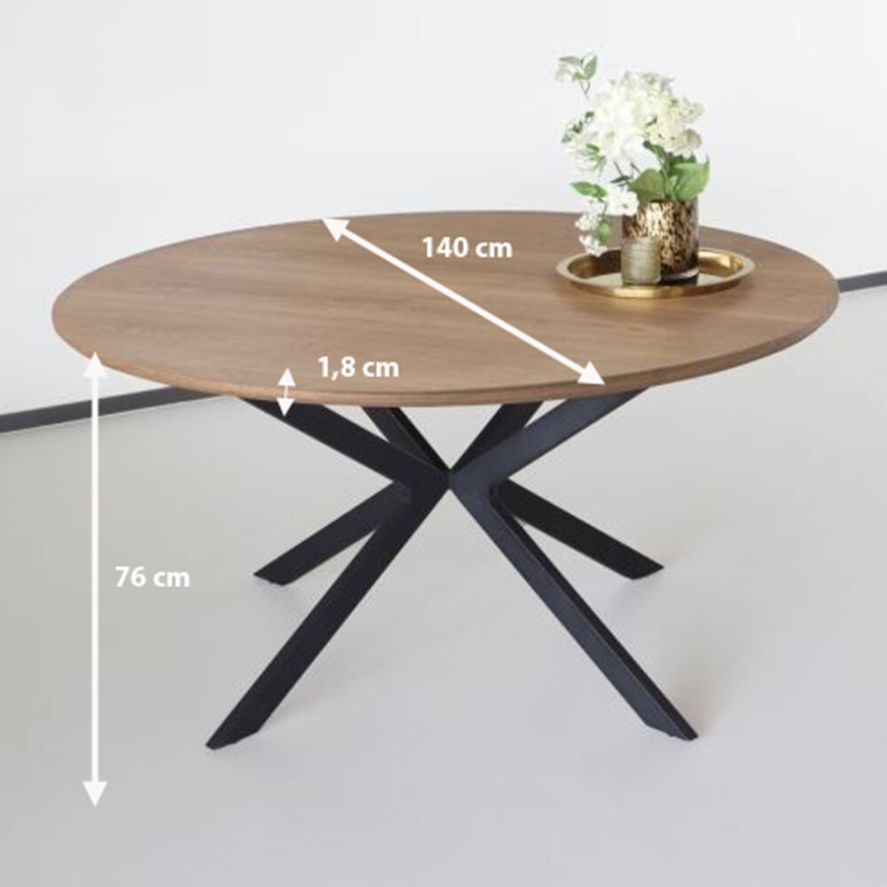 Eettafel rond Ronsi bruin 140cm ronde tafel Eettafel rond Ronsi bruin 140cm ronde tafel