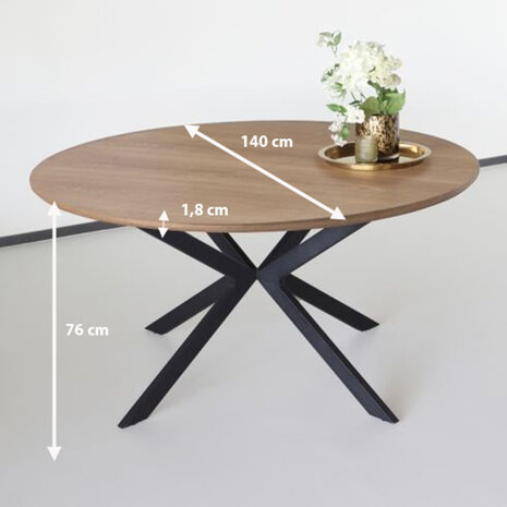 Lizzely Garden & Living Eettafel rond Ronsi bruin 140cm ronde tafel Lizzely Garden & Living Eettafel rond Ronsi bruin 140cm ronde tafel