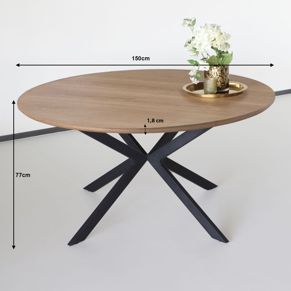 Eettafel rond Ronsi bruin 150cm ronde tafel