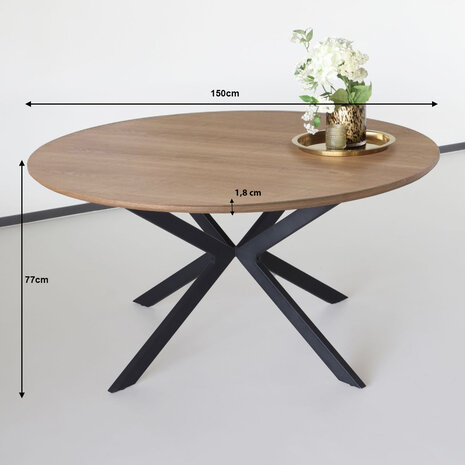 Lizzely Garden & Living Eettafel rond Ronsi bruin 150cm ronde tafel