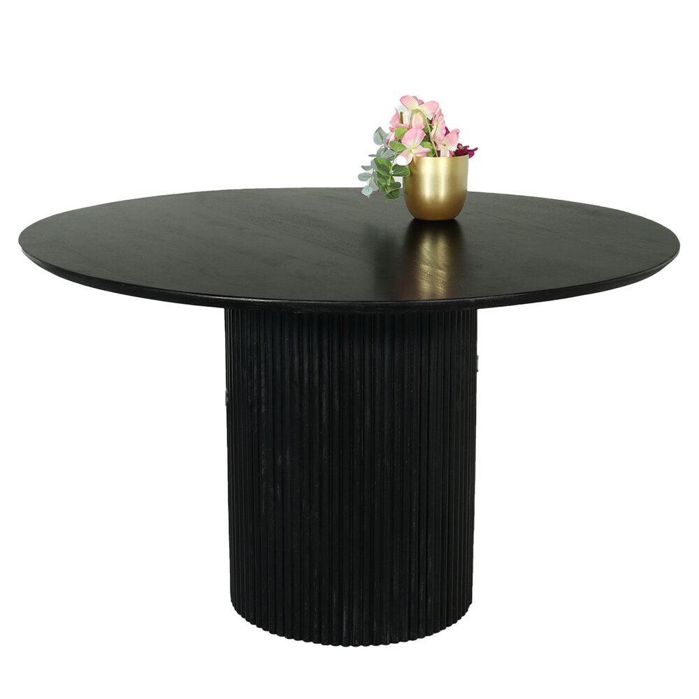 Eettafel rond mangohout Rover 130x130cm zwart ronde eettafel mango Eettafel rond mangohout Rover 130x130cm zwart ronde eettafel mango