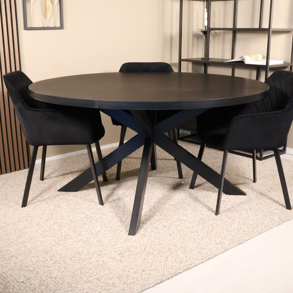 Eettafel rond melamine 150cm Sanne zwart Eettafel rond melamine 150cm Sanne zwart