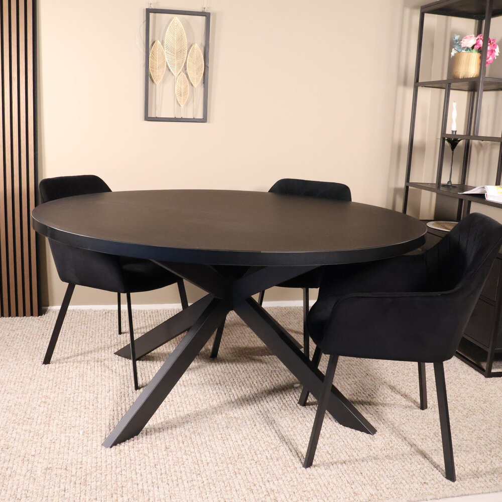 Eettafel rond melamine 150cm Sanne zwart Eettafel rond melamine 150cm Sanne zwart