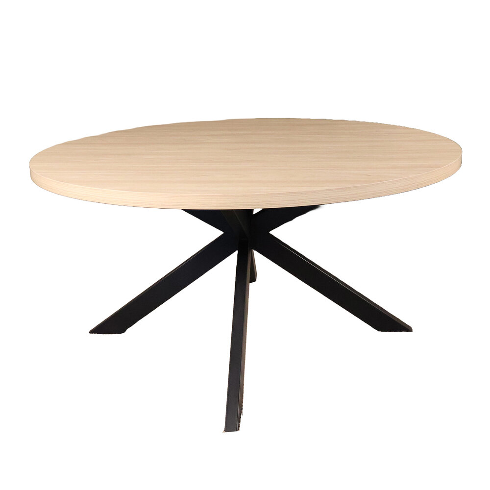 Eettafel rond melamine 150cm Sanne lichtbruin ronde tafel Eettafel rond melamine 150cm Sanne lichtbruin ronde tafel