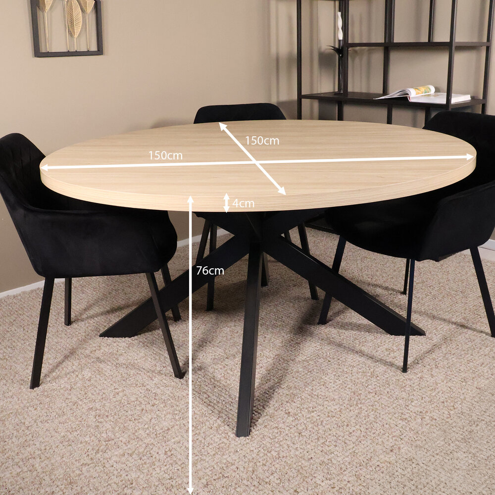 Eettafel rond melamine 150cm Sanne lichtbruin ronde tafel Eettafel rond melamine 150cm Sanne lichtbruin ronde tafel