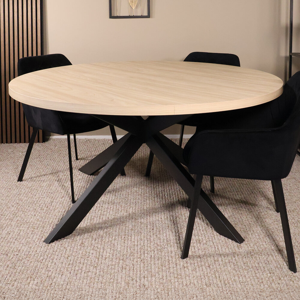 Eettafel rond melamine 150cm Sanne lichtbruin ronde tafel Eettafel rond melamine 150cm Sanne lichtbruin ronde tafel