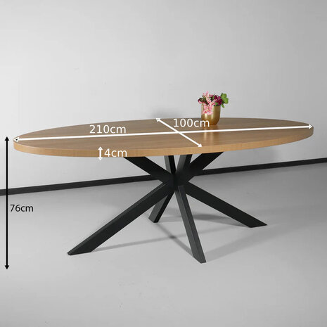 Lizzely Garden & Living Eettafel ovaal melamine 210cm Tommy lichtbruin ovale tafel Lizzely Garden & Living Eettafel ovaal melamine 210cm Tommy lichtbruin ovale tafel
