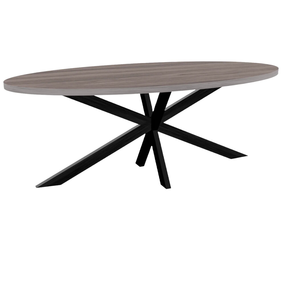 Eettafel ovaal melamine 210cm Tommy grijs ovale tafel Eettafel ovaal melamine 210cm Tommy grijs ovale tafel