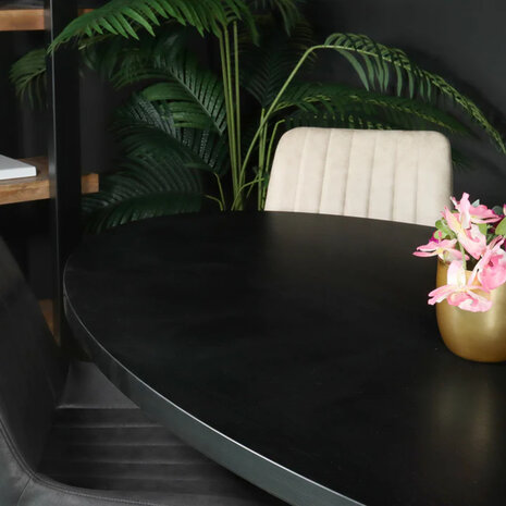 Lizzely Garden & Living Eettafel ovaal melamine 180cm Tommy zwart ovale tafel