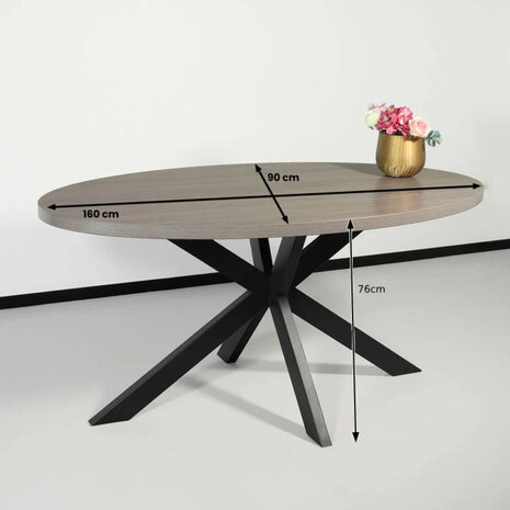 Lizzely Garden & Living Eettafel ovaal melamine 160cm Tommy grijs ovale tafel Lizzely Garden & Living Eettafel ovaal melamine 160cm Tommy grijs ovale tafel