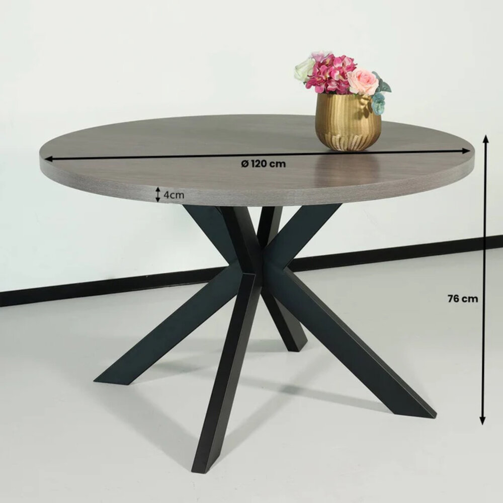Eettafel rond melamine 120cm Sanne grijs ronde tafel Eettafel rond melamine 120cm Sanne grijs ronde tafel