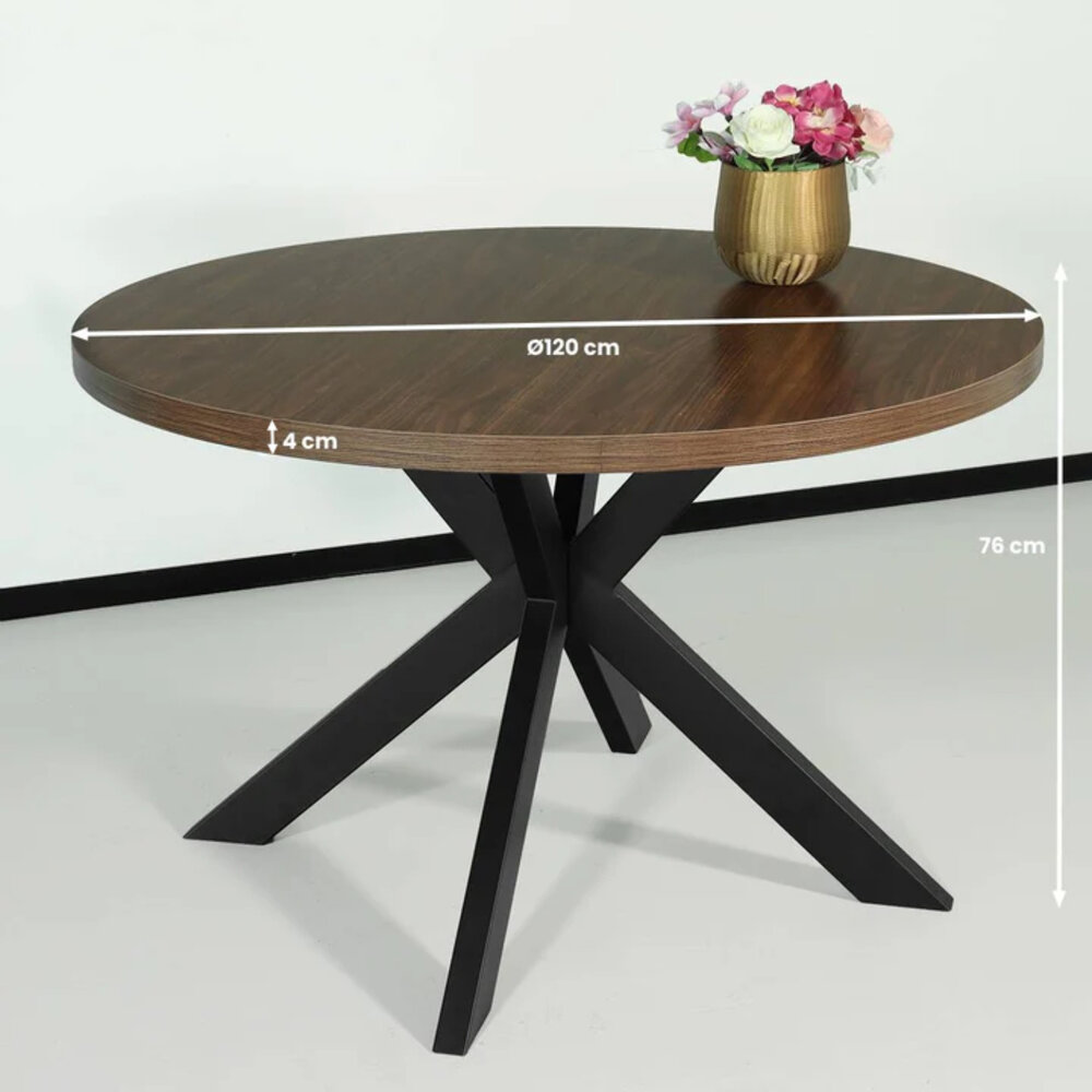 Eettafel rond melamine 120cm Sanne bruin ronde tafel Eettafel rond melamine 120cm Sanne bruin ronde tafel