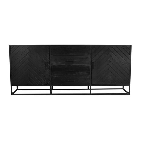 Lizzely Garden & Living Dressoir mangohout visgraat Cody zwart industrieel 200x85cm Lizzely Garden & Living Dressoir mangohout visgraat Cody zwart industrieel 200x85cm