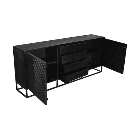 Lizzely Garden & Living Dressoir mangohout visgraat Cody zwart industrieel 200x85cm Lizzely Garden & Living Dressoir mangohout visgraat Cody zwart industrieel 200x85cm