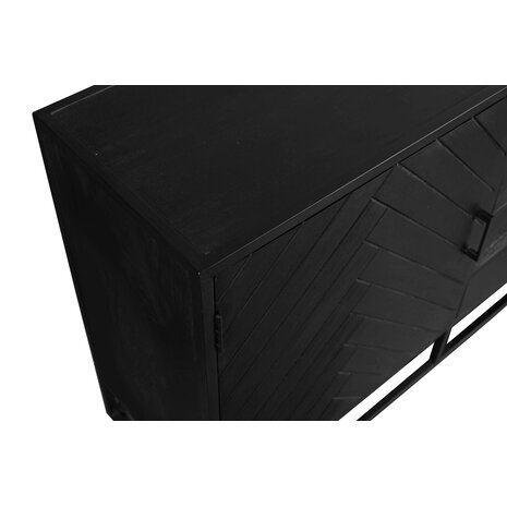 Lizzely Garden & Living Dressoir mangohout visgraat Cody zwart industrieel 200x85cm Lizzely Garden & Living Dressoir mangohout visgraat Cody zwart industrieel 200x85cm