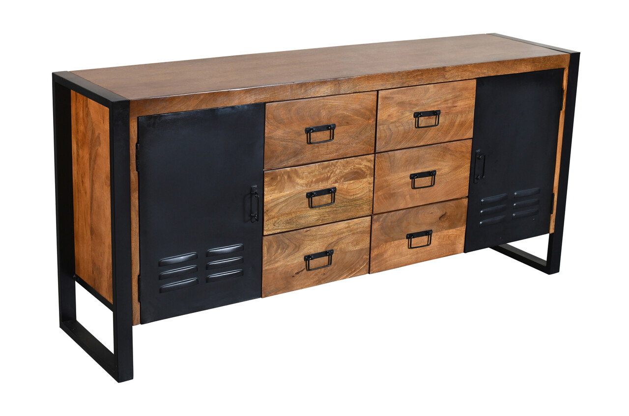 Dressoir mangohout Jazzy bruin industrieel 180x85cm Dressoir mangohout Jazzy bruin industrieel 180x85cm
