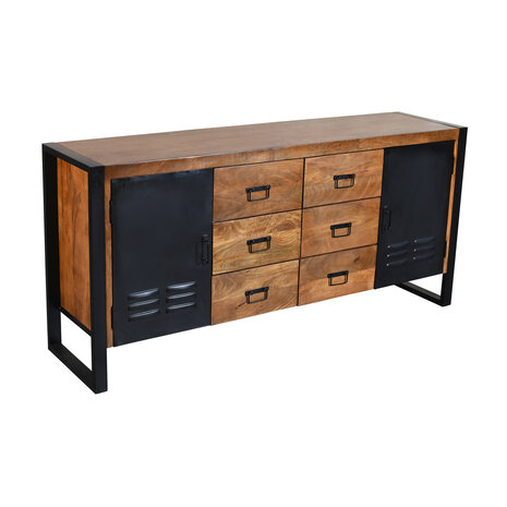 Lizzely Garden & Living Dressoir mangohout Jazzy bruin industrieel 180x85cm Lizzely Garden & Living Dressoir mangohout Jazzy bruin industrieel 180x85cm