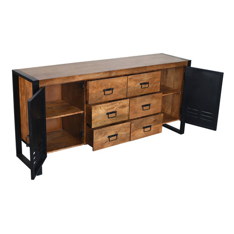 Lizzely Garden & Living Dressoir mangohout Jazzy bruin industrieel 180x85cm Lizzely Garden & Living Dressoir mangohout Jazzy bruin industrieel 180x85cm