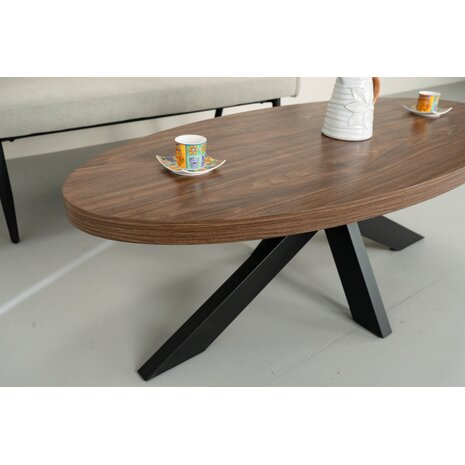 Lizzely Garden & Living Salontafel ovaal melamine bruin Denzel 130cm Lizzely Garden & Living Salontafel ovaal melamine bruin Denzel 130cm