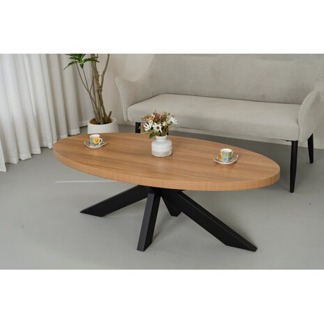 Lizzely Garden & Living Salontafel ovaal melamine lichtbruin Denzel 130cm Lizzely Garden & Living Salontafel ovaal melamine lichtbruin Denzel 130cm