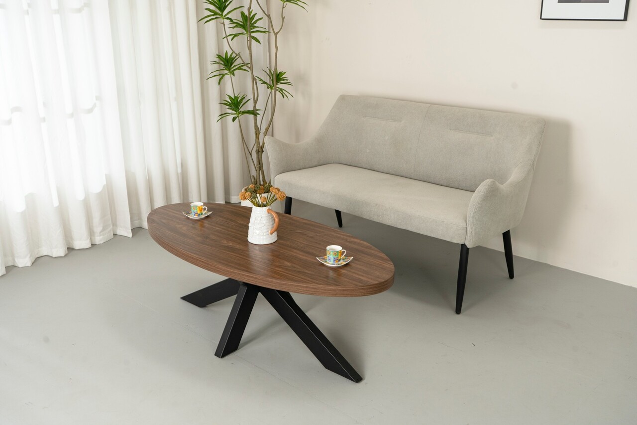 Salontafel ovaal melamine bruin Denzel 120cm Salontafel ovaal melamine bruin Denzel 120cm