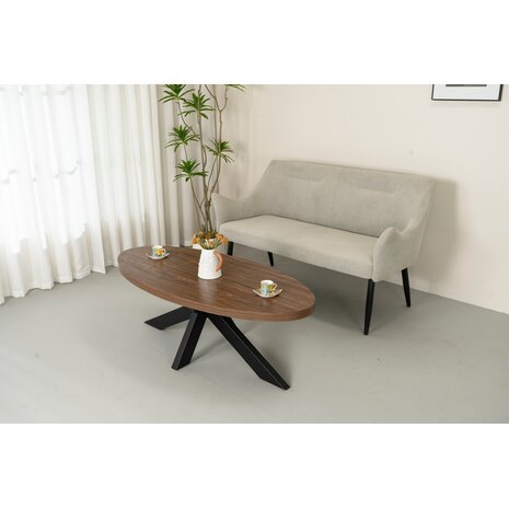 Lizzely Garden & Living Salontafel ovaal melamine bruin Denzel 120cm Lizzely Garden & Living Salontafel ovaal melamine bruin Denzel 120cm