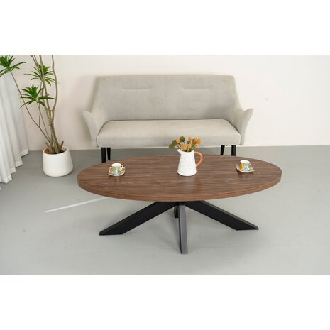 Lizzely Garden & Living Salontafel ovaal melamine bruin Denzel 120cm Lizzely Garden & Living Salontafel ovaal melamine bruin Denzel 120cm