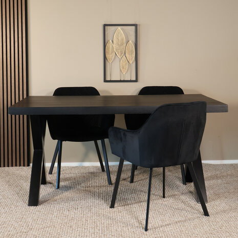 Lizzely Garden & Living Eettafel Zeno rechthoekig 160cm zwart mangohout Lizzely Garden & Living Eettafel Zeno rechthoekig 160cm zwart mangohout