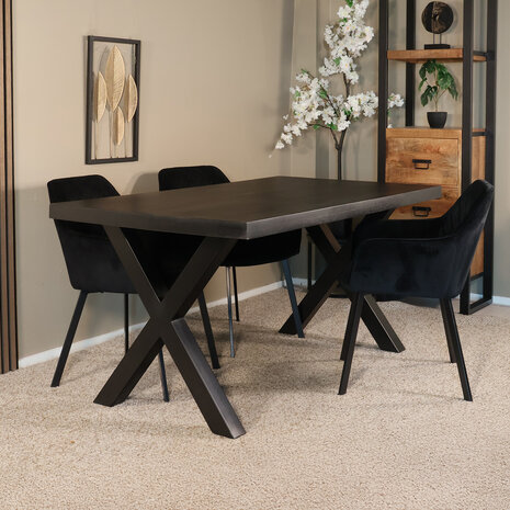 Lizzely Garden & Living Eettafel Zeno rechthoekig 160cm zwart mangohout Lizzely Garden & Living Eettafel Zeno rechthoekig 160cm zwart mangohout