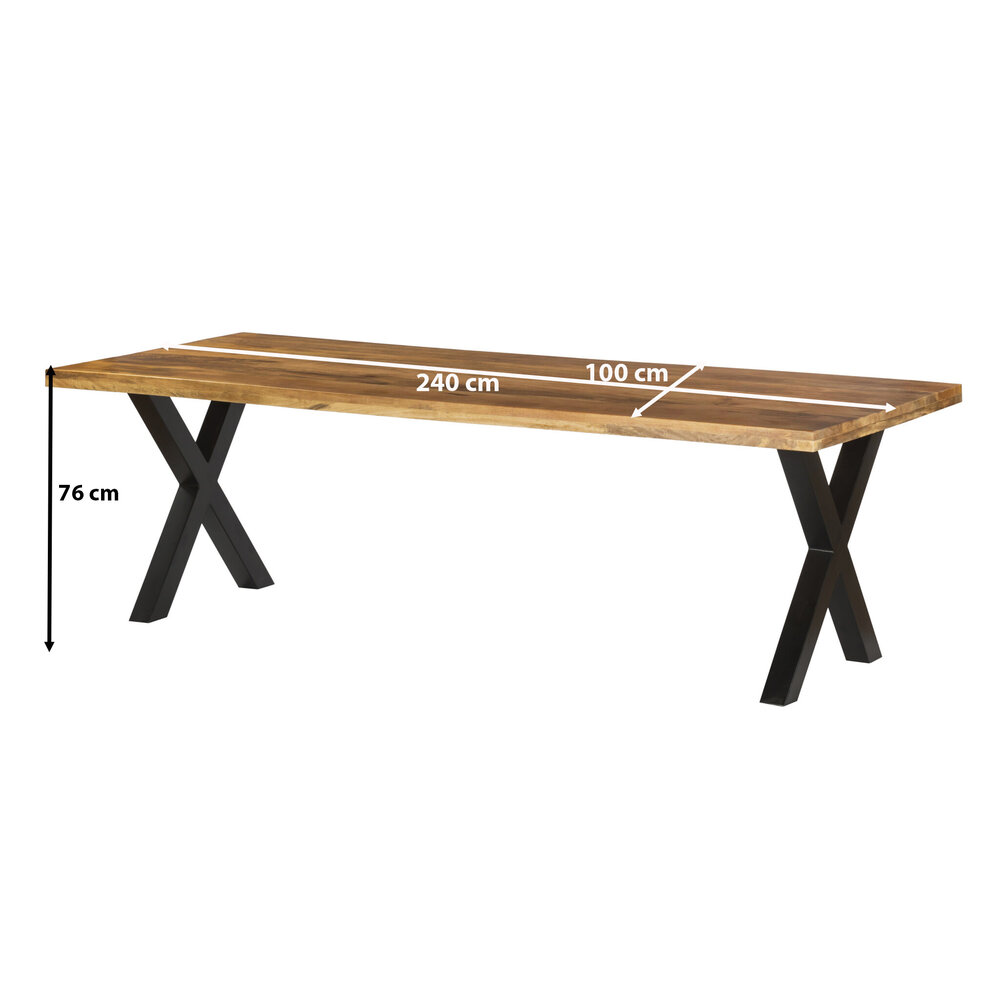 Eettafel Zeno rechthoekig 240cm bruin mangohout Eettafel Zeno rechthoekig 240cm bruin mangohout
