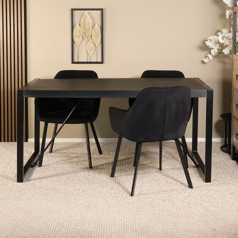 Lizzely Garden & Living Eettafel Flora rechthoekig 160cm zwart mangohout