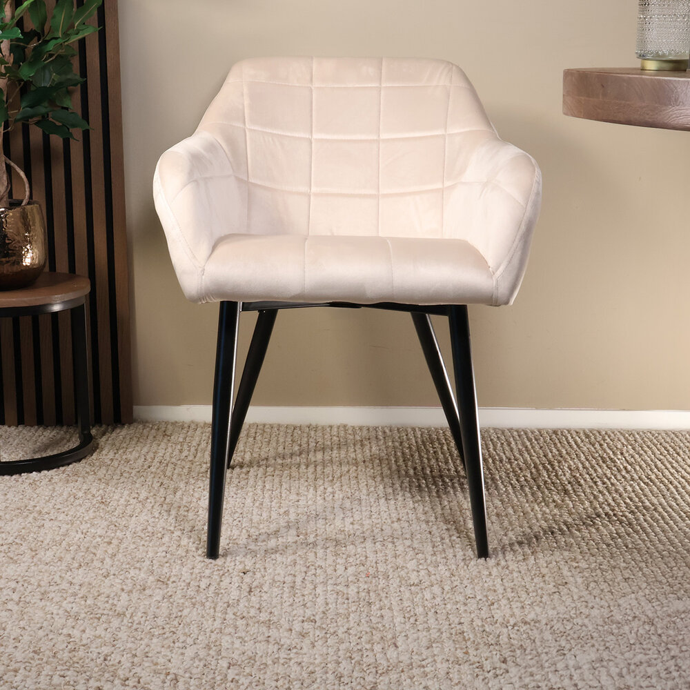 Eetkamerstoel met armleuning Barbara zand eetstoel