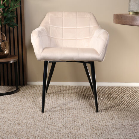 Lizzely Garden & Living Eetkamerstoel met armleuning Barbara zand eetstoel