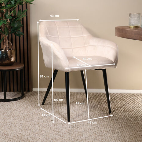 Lizzely Garden & Living Eetkamerstoel met armleuning Barbara zand eetstoel