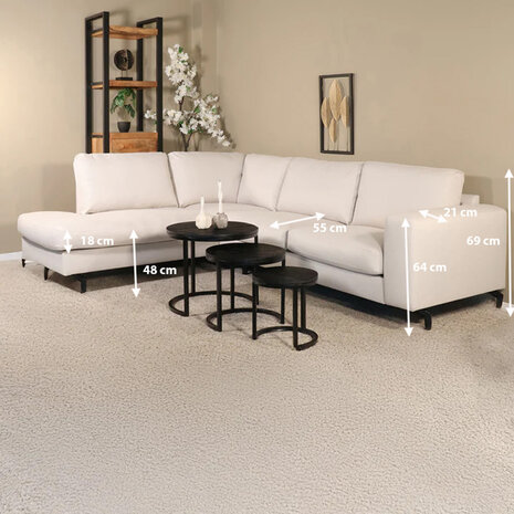 Lizzely Garden & Living Hoekbank Havana 260cm beige chenille links Lizzely Garden & Living Hoekbank Havana 260cm beige chenille links