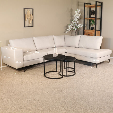 Lizzely Garden & Living Hoekbank Verona 265cm beige chenille rechts Lizzely Garden & Living Hoekbank Verona 265cm beige chenille rechts