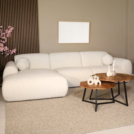 Lizzely Garden & Living Hoekbank Neva 300cm chenille gebroken wit links Lizzely Garden & Living Hoekbank Neva 300cm chenille gebroken wit links