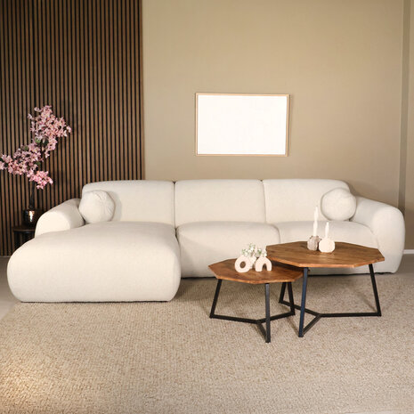 Lizzely Garden & Living Hoekbank Neva 300cm chenille gebroken wit links Lizzely Garden & Living Hoekbank Neva 300cm chenille gebroken wit links