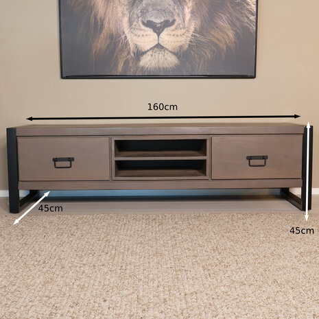 Lizzely Garden & Living TV meubel industrieel Avelyn walnoot mangohout 160cm Lizzely Garden & Living TV meubel industrieel Avelyn walnoot mangohout 160cm