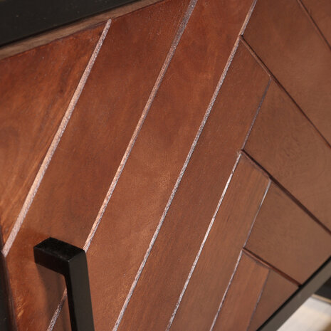 Lizzely Garden & Living TV meubel industrieel Danae walnoot visgraat mangohout 165cm Lizzely Garden & Living TV meubel industrieel Danae walnoot visgraat mangohout 165cm