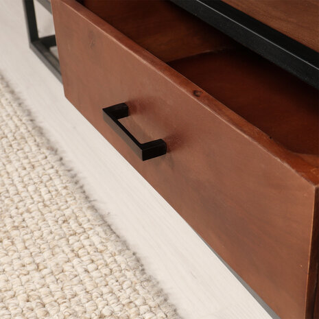 Lizzely Garden & Living TV meubel industrieel Danae walnoot visgraat mangohout 165cm Lizzely Garden & Living TV meubel industrieel Danae walnoot visgraat mangohout 165cm