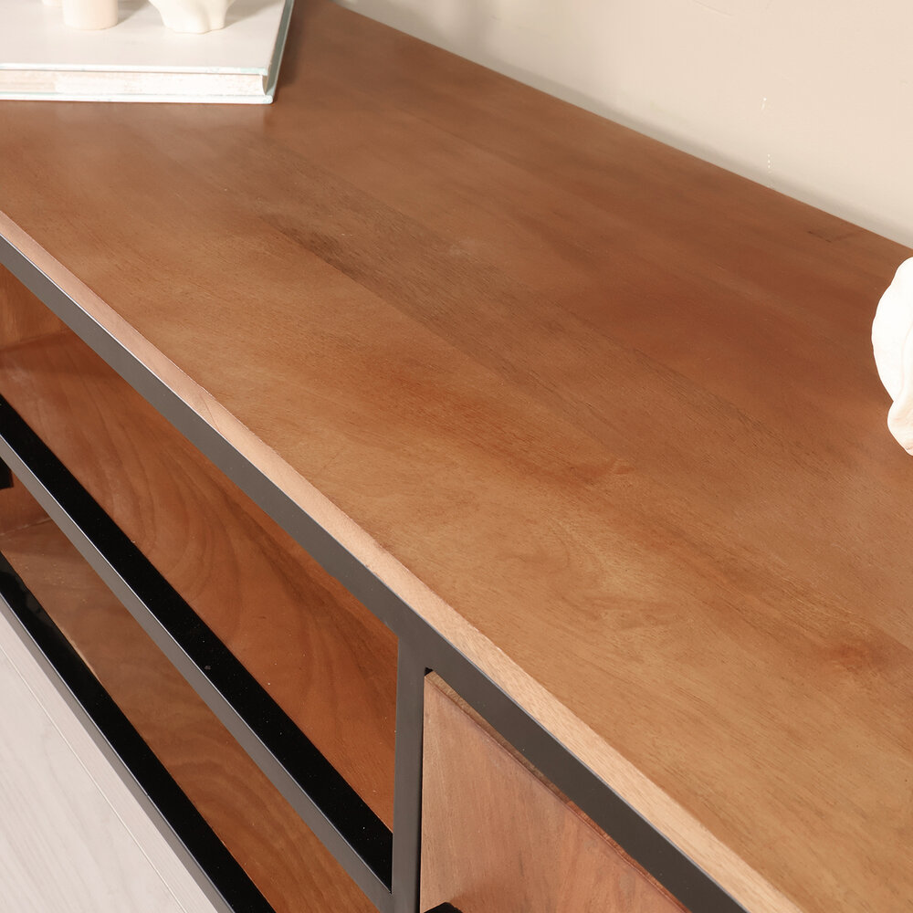 TV meubel industrieel Liv bruin mangohout 180cm lengte TV meubel industrieel Liv bruin mangohout 180cm lengte