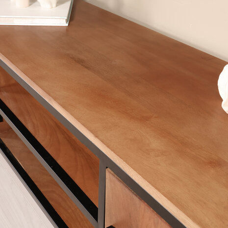 Lizzely Garden & Living TV meubel industrieel Liv bruin mangohout 180cm lengte Lizzely Garden & Living TV meubel industrieel Liv bruin mangohout 180cm lengte