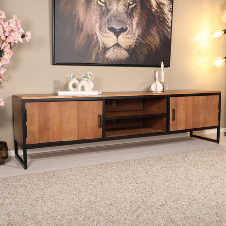 Lizzely Garden & Living TV meubel industrieel Liv bruin mangohout 180cm lengte Lizzely Garden & Living TV meubel industrieel Liv bruin mangohout 180cm lengte