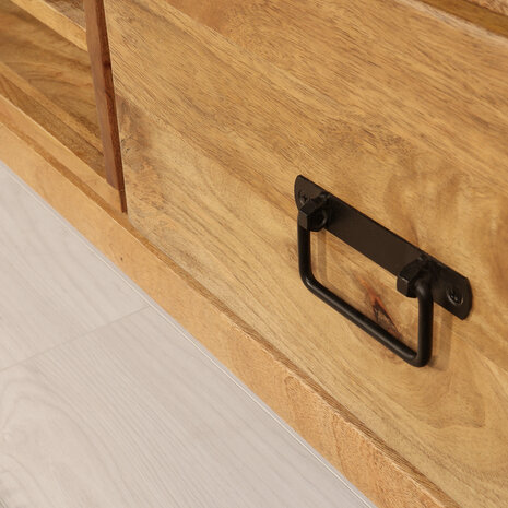 Lizzely Garden & Living TV meubel industrieel Avelyn lichtbruin mangohout 160cm Lizzely Garden & Living TV meubel industrieel Avelyn lichtbruin mangohout 160cm